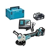 Makita DGA519RTJ Akku-Winkelschleifer 18 V / 5,0 Ah, 2 Akkus + Ladegerät im MAKPAC