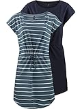 ONLY Damen Sommer Mini Kleid onlMAY S/S Dress 2er Pack Grösse XS S M L XL XXL Gestreift Schwarz 100% Baumwolle, Größe:XXL, Farbe:Blue Mirage Primo Strip