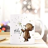 ilka parey wandtattoo-welt Tasse Becher mit Bär Bärchen & Pusteblume Geschenk mit Tiermotiv Kaffeetasse Bärchentasse mit Namen Wunschnamen Kaffeebecher ts777