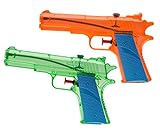 Idena 40112 - Wasserpistolen aus Kunststoff, 2 Stück, grün und orange, ca. 18 cm, für Kinder, perfekt für den Urlaub, am S