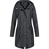 BOLANQ Frauen Solid Rain Outdoor Plus Size Regenmantel mit Kapuze Winddichter Langer Jack