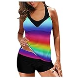 YLLQXI Große Größen Sportlich Beachwear Bademode Schwimmanzug Bikini Damen Set Push Up, Damen Tankini Bedruckter Badeanzug Zweiteiler Bikini Sets Push Up Swimsuit Badeanzug Tankini S