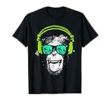 Monkey DJ mit Kopfhörer und Sonnenbrille Geschenkidee T-S