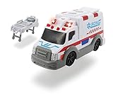 DICKIE 203302004 Toys Krankenwagen, Rettungswagen, Spielzeugauto mit Trage, Heckklappe zum Öffnen, Licht & Sound, inkl. Batterien, 15 cm, ab 3 J