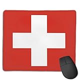 Flagge der Schweiz Mausmatte Niedliches Mauspad Gummibasis Mousepad mit genähter Kante Wasserdichtes Büromausp