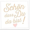 ARTEBENE Serviette Papierserviette Schön dass Du da bist Herzchen Herz Tissue | 25 x 25 cm | 20 Stück | 3-lagig | Hochwertige Serviette für Feiern, Geburtstage, Hochzeit, G