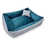 4L Textil Hundebett OTTO Boho Design Hundekissen ETNO Hundekorb für mittelgroße und Grosse Hunde Hundekörbchen Haustierbett Schlafplatz Hundekissen Katzenbett Katzenkorb Comfy Calming Waschbar Rob