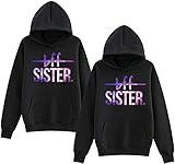 Friends Kapuzenpullis für Zwei Mädchen Damen Best Friends Pullover Freunde Sweatshirt BFF Hoodie mit Kapuze warm Geschenk 1 stücke-Schwarz-Lila-L