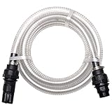 yorten 10 m Saugschlauch PVC mit Anschlüssen 22 mm Ansaugschlauch Ansauggarnitur 1 Zoll Gewindeanschluss Fußventil mit Sieb (Weiß)