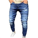 Routinfly Herren Freizeit Hose,Männer Trainingshose Hosen Herren Sport Freizeithosen Sommer Jogginghose Fitnesshose Sporthose,Herren Jeanshose mit mittlerem Riss und ausgefranstem S