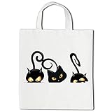 Linyatinhexhop Shopper Halloween Katze schwarz – Geschenkidee Halloween Süßigkeiten T