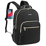 LOVEVOOK Laptop Rucksack Damen Wasserdicht 15,6 Zoll Laptopfach Schulrucksack Stylischer Daypack Großer mit USB-Ladeanschluss für Uni Reisen Alltag Freizeit Job damen rucksack Schw