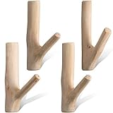 Vintage Echte Naturholz Baum Ast Wandhaken, Wand Montiert Handgefertigt Haken Set, Rustikale Dekorative Holzkleber Stark Saughaken für Mantel Schlüsselhalter (Breite 2 - 3 cm) (4)