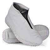 JUDA Wasserdicht Schuhüberzieher, Wiederverwendbare rutschfeste Überschuhe, Für Regen, Schneetag, Wüstenstrand, Schlammige Straßen (XL (43-47), Grau)