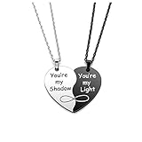 PiercingJak 2PCS Yin Yang Halskette Herz Puzzle Paar Kette Edelstahl Liebe Unendlich Partnerketten Freundschaftskette Herz Anhänger mit 24' Kette, Motiv Du bist Mein Schatten, Du bist Mein L