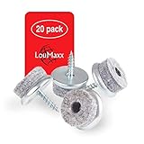 LouMaxx Stuhl Filzgleiter Schrauben – 20er Set | rund, Ø 20mm grau | Stuhlgleiter mit 6mm dickem Filz & Metalleinfassung | Premium Bodenschoner für Stühle und Möb