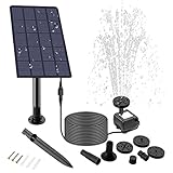 HJKJ 2.5W Solar Springbrunnen Pumpe, DIY Outdoor Solar Wasserpumpe Kit, Springbrunnen mit 6 Düsen, Garten Brunnen Pool Bewässerung Teichpumpe, Vogelbad Solar Wasserbrunnen für Outdoor Garten Hof T