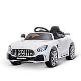 HOMCOM Kinderfahrzeug Mercedes-AMG GTR Elektroauto mit Fernbedienung Musik(MP3/USB) Licht 3–6 Jahre PP Metall Weiß 105 x 58 x 45