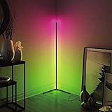 LED Stehlampe RGB Dimmbar Mit Fernbedienung Und App-Steuerung, Eck Stehleuchte Modern Sync Mit Musik Farbwechsel Lichtsaeule Hintergrund Atmosphären Lampe Für Wohnzimmer Schlafzimmer 132C