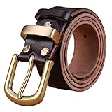 Qqiao massive Messingschnalle 2020 Vollnarbenleder Herrengürtel Luxus Hot Designer Damen Cowboy Braun Natur (Gürtellänge: ca. 110 cm, Farbe: Kaffeebraun)