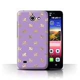 eSwish Hülle/Case für Huawei Ascend Y550 LTE/Tänzelnde Goldene Einhörner Muster/Magische Prinzessin Muster Kollek