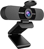 eMeet Full HD Webcam - C960 1080P Webcam mit Objektivabdeckung & Dual Mikrofon, 90 ° Streaming Kamera mit Automatische Lichtkorrektur, Plug & Play, für Linux, Win10, Mac OS X, YouTube,
