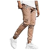 BIBOKAOKE Cargohose Herren Slim Fit Freizeithose Alltag Arbeitshose Mode Reißverschluss Hosen Leicht Camping Wanderhose Mehrere Taschen Tapered Hosen Jogginghose Chinohose T