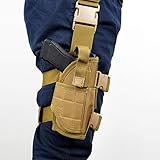 YOCOOL Pistolenholster Waffenholster Oberschenkelholster taktisch MOLLE rechts mit Magazintasche, Geeignet für Jagdschießen, Airsoft, Militärspiele, Paintball, Training oder Cosplay, Khak