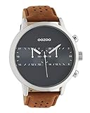 Oozoo Herrenuhr im Racing Look mit Lederband 48 MM Blau/Braun C10673