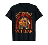 One Thankful Veteran Thanksgiving Rainbow Turkey Autumn Fall T-S