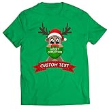 lepni.me Männer T-Shirt Benutzerdefinierter Name Unter Quarantäne gestelltes Rentier Rudolph Sperrung der Weihnachtsferien 2021 (3XL Grün Mehrfarben)
