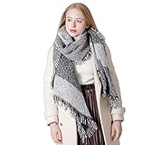 MAKFORT Damen XXL Schal Winter Kuschelig Warm Imitation Kaschmir Tuch Karo Halstuch Scarf 205x65,G