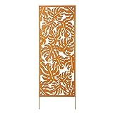 Pureday Dekoobjekt Sichtschutz Blätter - Edelrost Gartendeko - Gartenstecker - Metall - Rost - Höhe ca. 150