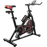 Physionics® Heimtrainer Fahrrad - mit LCD Display, Ergometer, Pulsmesser, max 120kg, Sitz und Griff verstellbar - Fitnessbike, Hometrainer, Bike, Indoor, Fitnessfahrrad, Cycling, Speedbike, Spinning