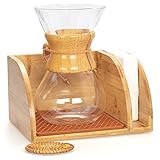 GIRVEM Kaffeemaschinen-Organizer mit passender brauner Matte, kompatibel mit Chemex-Kaffeemaschinen, passend für Kragen und Griff-Karaffen, hält Kaffeemaschine und F