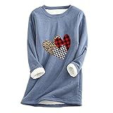 Eaylis Damen Weihnachtspulli Warme Fleece Pullover Loose Sweatshirt Plus Dicker Samt Langarmshirt Kapuzenpullover Lamm Kaschmir Pulli Langarm Shirts Oversize Bedrucktes Oberteil Tops für W