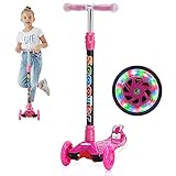 Yuanj Roller Kinder Scooter, Dreiradscooter mit PU Räder, Einstellbaren Höhe, Graffiti Kinderscooter für Jungen und Mädchen 3-12 Jahre alt - R