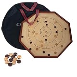 Ubergames Orginal Crokinole Brettspiel - Top ECO-Hartholz Qualität - Inklusive Trage Tasche - Model 2021 - Komplett mit Steinen - Metallen Pins mit Rubber Schütz - Carrom Crok