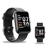 RNNTK 1.3in Hd-Bildschirm Smartwatch,Fitnessuhr Mit Schlafen Pulsschlag Blutdruckmonitor Zum Herren Damen,Schritt Kalorienzähler Sportuhr Zum Android IOS-Schw