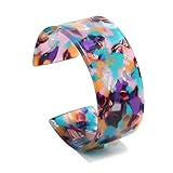 YO-HAPPY Leopard Armreif Acetat Harz Öffnungsarmband Frauen Lady Charms Acryl Dekoration Blumendruck Modetrend Geschenke Eleganter ethnischer S