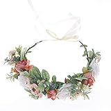 Ever Fairy Verstellbarer Blumenkranz Haarkranz Blumenkranz Blumenkranz Krone Kopfschmuck mit Band für Hochzeit Zeremonie Party Festival (FC921M-A)