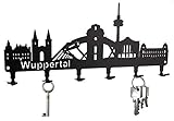 steelprint.de Schlüsselbrett/Hakenleiste * Skyline Wuppertal * - Schlüsselboard Nordrhein-Westfalen, Schlüsselleiste, Metall - 6 Hak