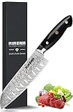 Santoku Messer - 7'Japanisches Stil Küchenmesser - X50CrMov15 Deutsche Stahlklinge & Full-Tang Ergonomischer Pakkaholz-Griff - Beste Leistung & Ultrascharfes Kochmesser mit Geschenkbox