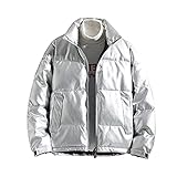 Xshuai RTE Herren Lederjacke Winter Wattierte Jacke Softshelljacke Herren üBergangsjacke Baseball Sportjacke Leichte ÜBergangsjacke Mit Stehkragen Winter Daunenjack