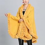 DYXYH Quasten Faux Cape Frauen Herbst Winter Strick Mantel Mantel Großer Schal Strickjacke Warmer Mantel (Color : Yellow, Size : 80-100cm)