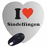 Herz Mauspad 'I Love Sindelfingen' in Weiss, eine tolle Geschenkidee die von Herzen kommt| Rutschfestes Mousepad | Geschenktipp: Weihnachten Jahrestag Geburtstag Liebling