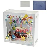 Geburtstagskarte 3D Pop up Karte Geburtstagstorten Geschenkbox Design Grußkarte Faltbare Glückwunschkarte mit Exquisiter Papierschnitt Geschenk für Ihre Familie, Kollegen, Freunde,