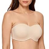 DELIMIRA Damen trägerlos T-Shirt BH - Bügel, Ohne Einlagen, Minimizer BH Beige 85C