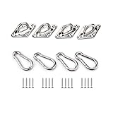 HOMPER M6 Sonnensegel Befestigungs Kit, Sonnensegel Zubehör Montage für Viereckigen Dreieckigen Sonnensegeln Rostfreier Edelstahl(8-teiliges Set für Viereck + 16st Schrauben)