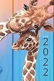 Planner 2022: Weekly, daily, simple planner giraffe mother and giraffe baby 2022. Organizer 2022. Notebook aquarel design. Watercolor, colorful cover. ... mom, woman, friend. Calendar 2022 g